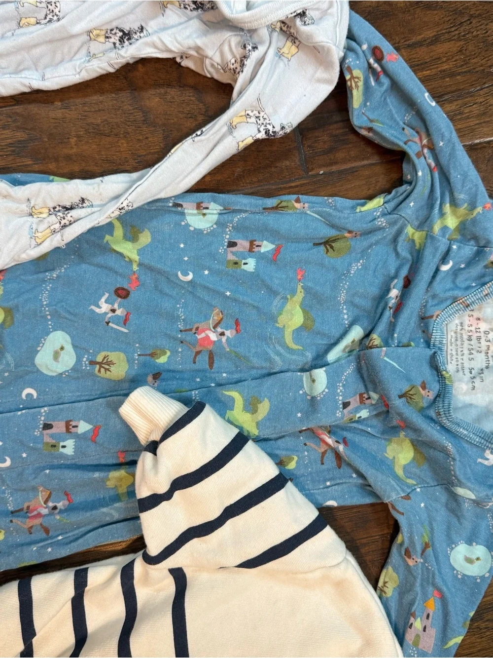 Assorted Baby One-Piece Footed Pajamas - Blue/Navy/White - Mixed Brands
